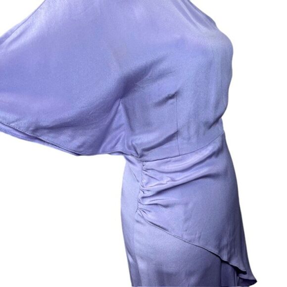 HANEY Marta Asymmetrical Wrap Dress One Shoulder Lavender Lilac Purple Size 2 - Picture 4 of 14